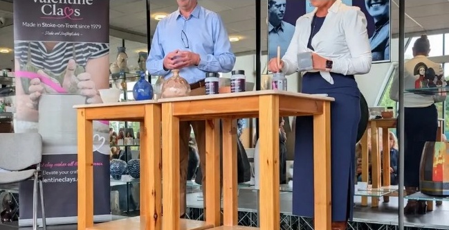 Ceramics and glaze demonstration during a visit to Valentine Clays